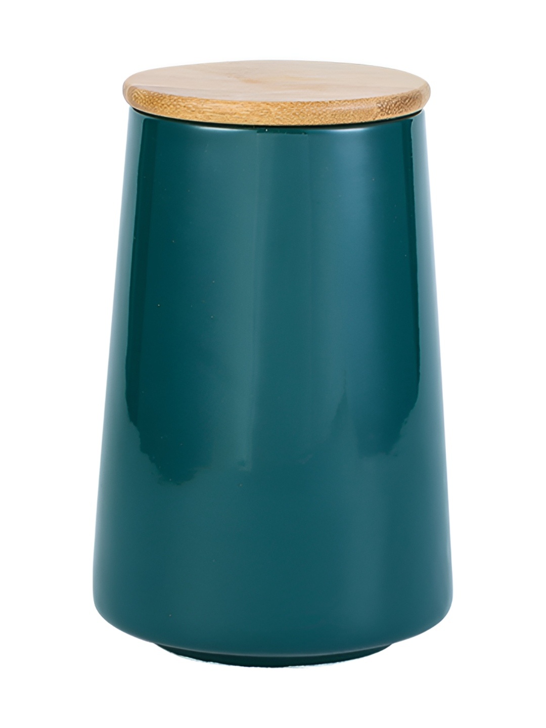 

USHA SHRIRAM Green Ceramic Jar with Bamboo Lid 850ml