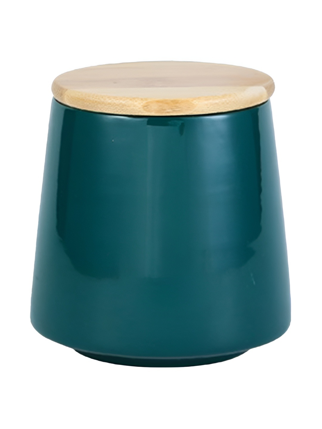 

USHA SHRIRAM Green Ceramic Jar with Bamboo Lid 800 ml