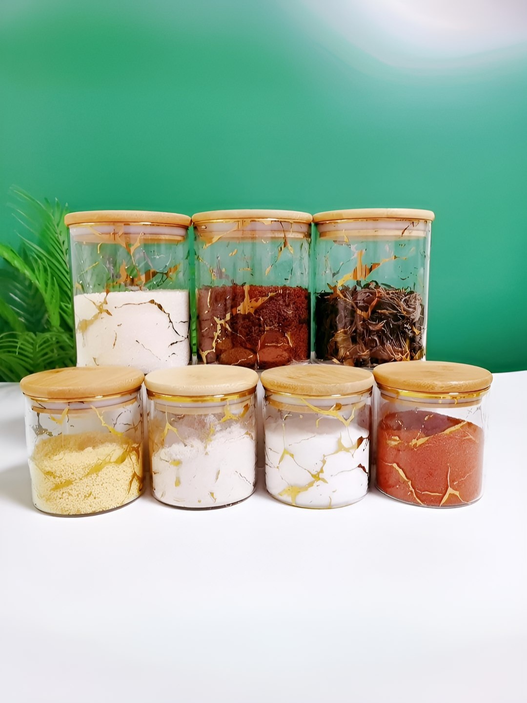 

USHA SHRIRAM Transparent & Brown 7 Pcs Microwave Safe Container With Bamboo Lids