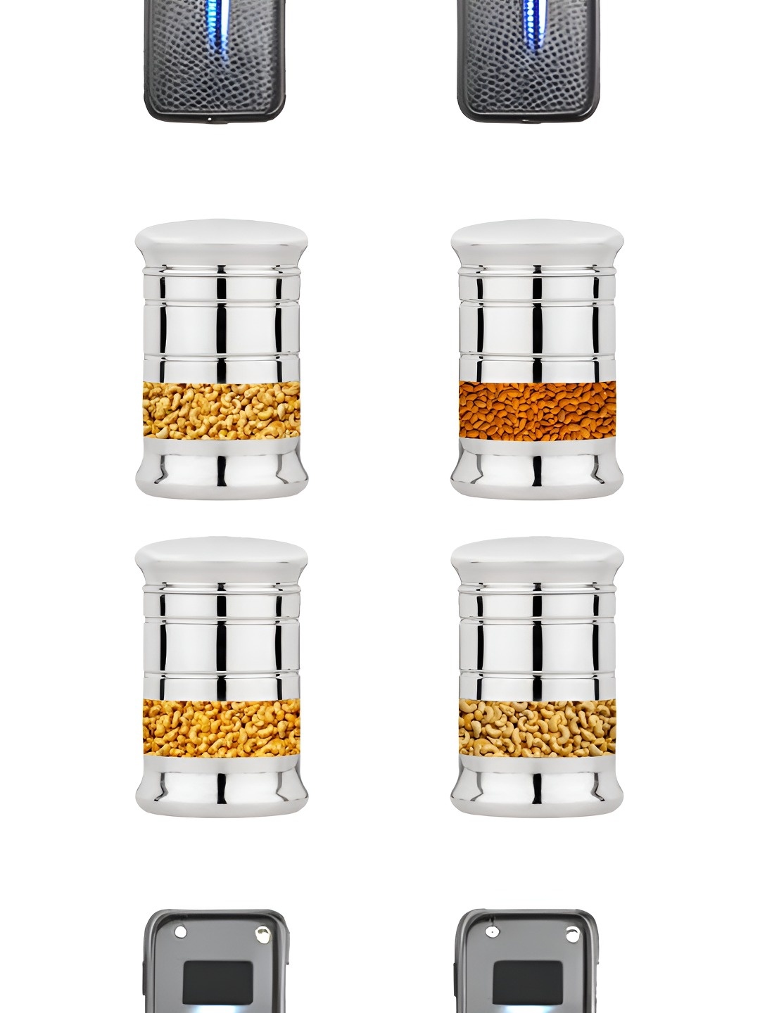 

USHA SHRIRAM Silver Toned 4 Pieces Stainless Steel Containers 750 ml Each