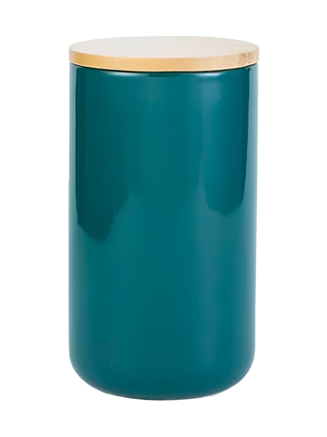 

USHA SHRIRAM Green Ceramic Jar with Bamboo Lid 1 ltr