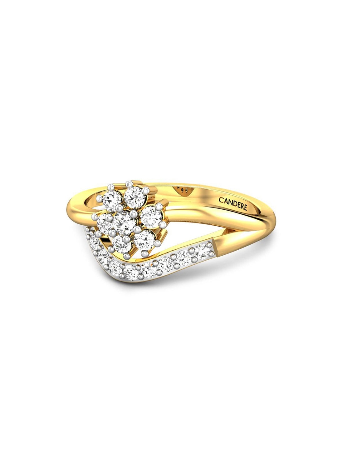 

CANDERE A KALYAN JEWELLERS COMPANY 18KT (750) Gold Cubic Zirconia Studded Ring-2.33 gm