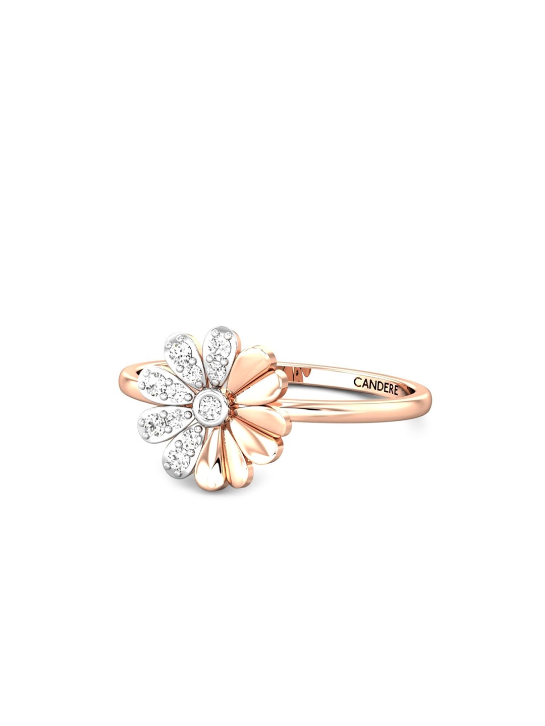 

CANDERE A KALYAN JEWELLERS COMPANY 14KT (585) Rose Gold Cubic Zirconia Studded Ring-1.29gm