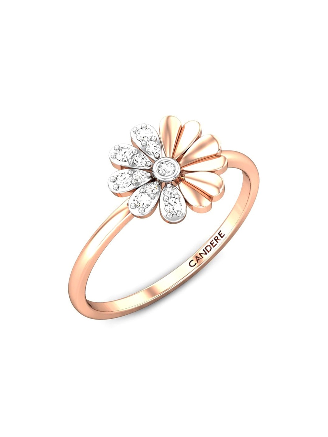 

CANDERE A KALYAN JEWELLERS COMPANY 14KT (585) Rose Gold Cubic Zirconia Studded Ring-1.24gm