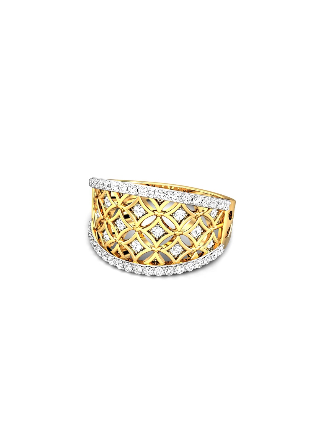 

CANDERE A KALYAN JEWELLERS COMPANY 18KT (750) CZ Studded Gold Finger Ring-3.91gm