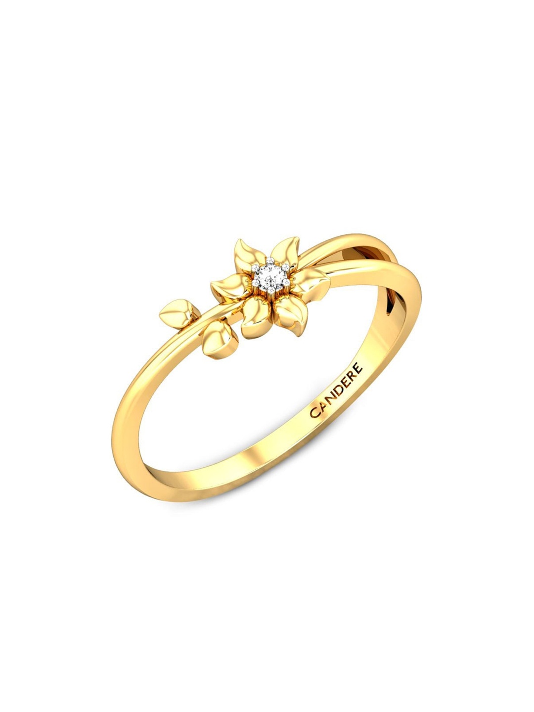 

CANDERE A KALYAN JEWELLERS COMPANY 14KT (585) CZ Studded Gold Finger Ring-1.5gm