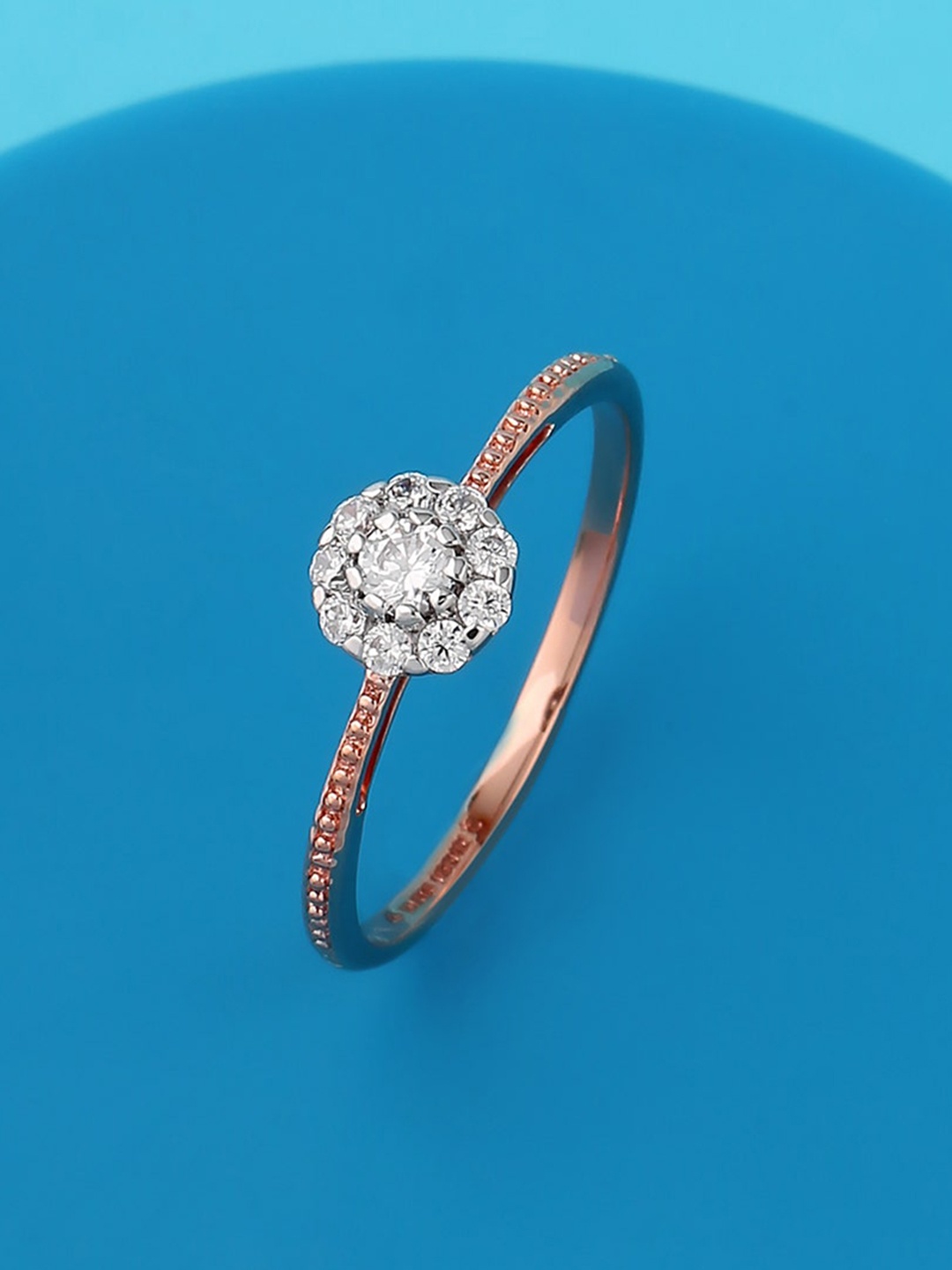 

CANDERE A KALYAN JEWELLERS COMPANY 14KT (750) Rose Gold Cubic Zirconia Studded Ring-1.29gm