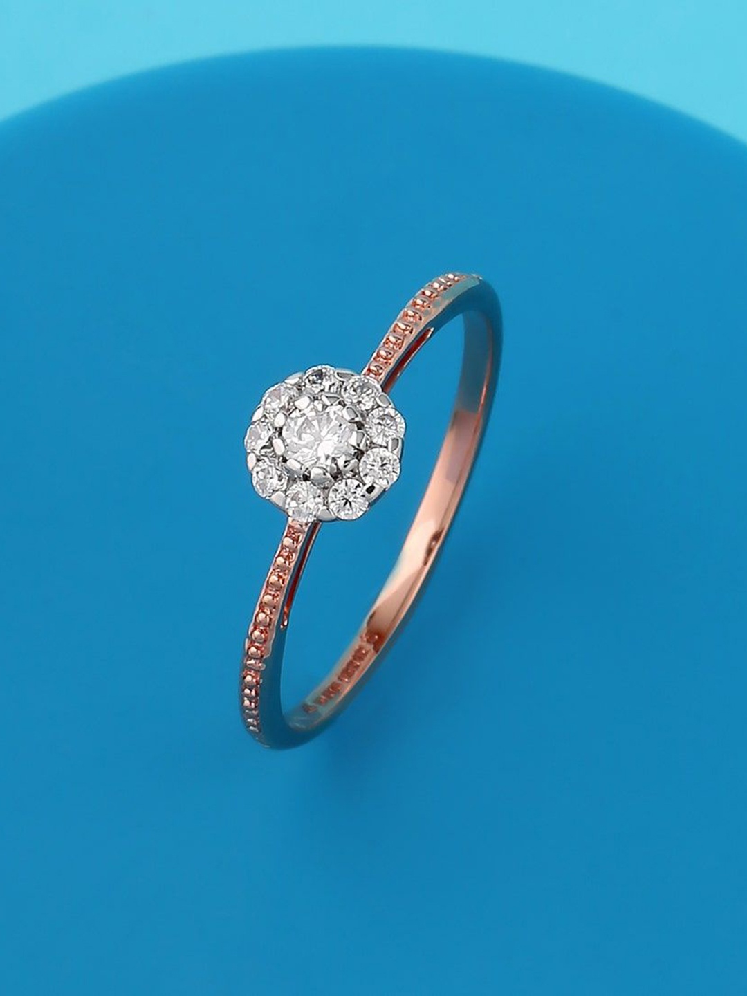 

CANDERE A KALYAN JEWELLERS COMPANY 14KT(585) Rose Gold CZ Studded Ring -1.11gm