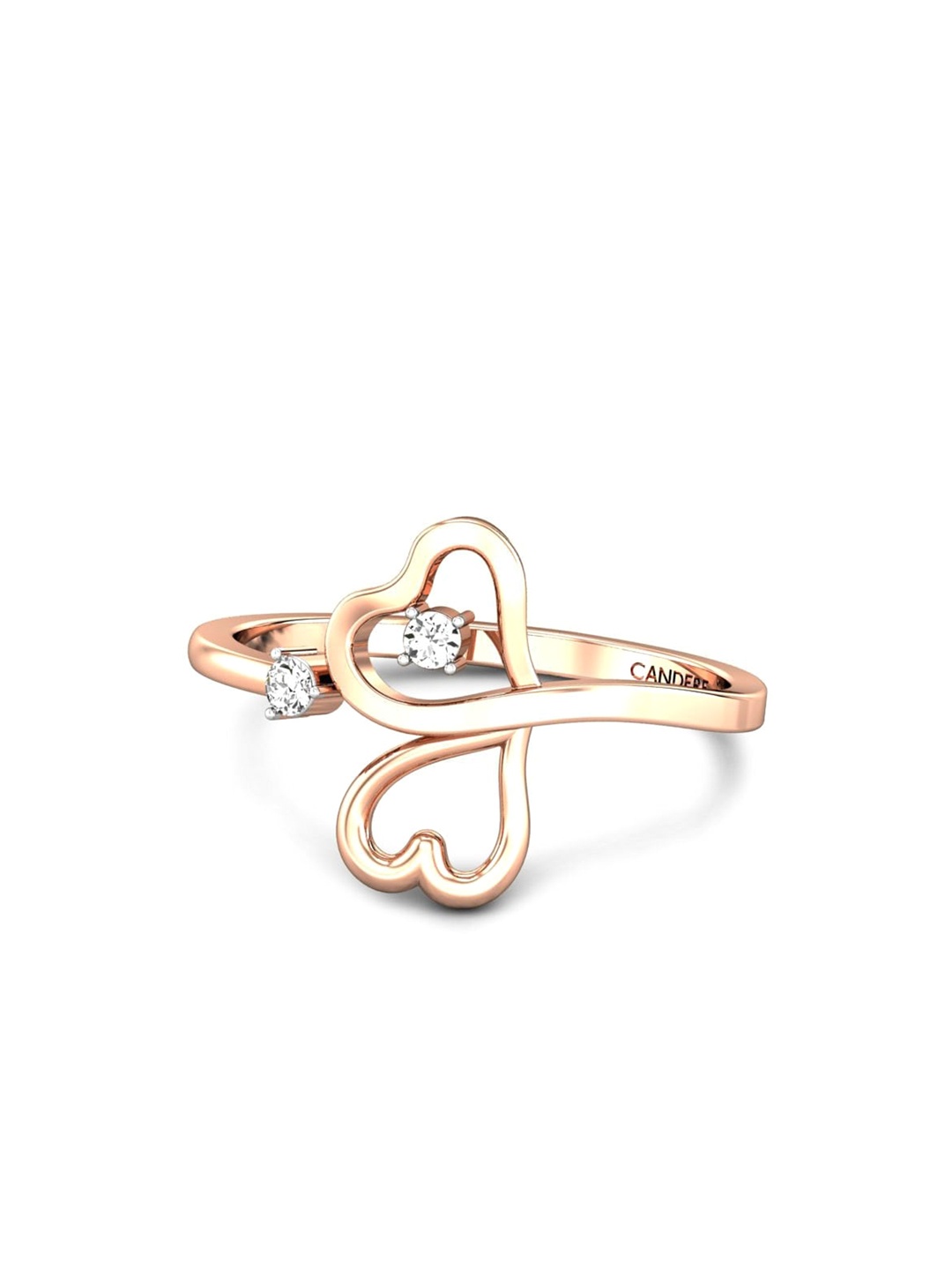 

CANDERE A KALYAN JEWELLERS COMPANY 14KT(585) Rose Cubic Zirconia Studded Ring-1.42 gm, Rose gold