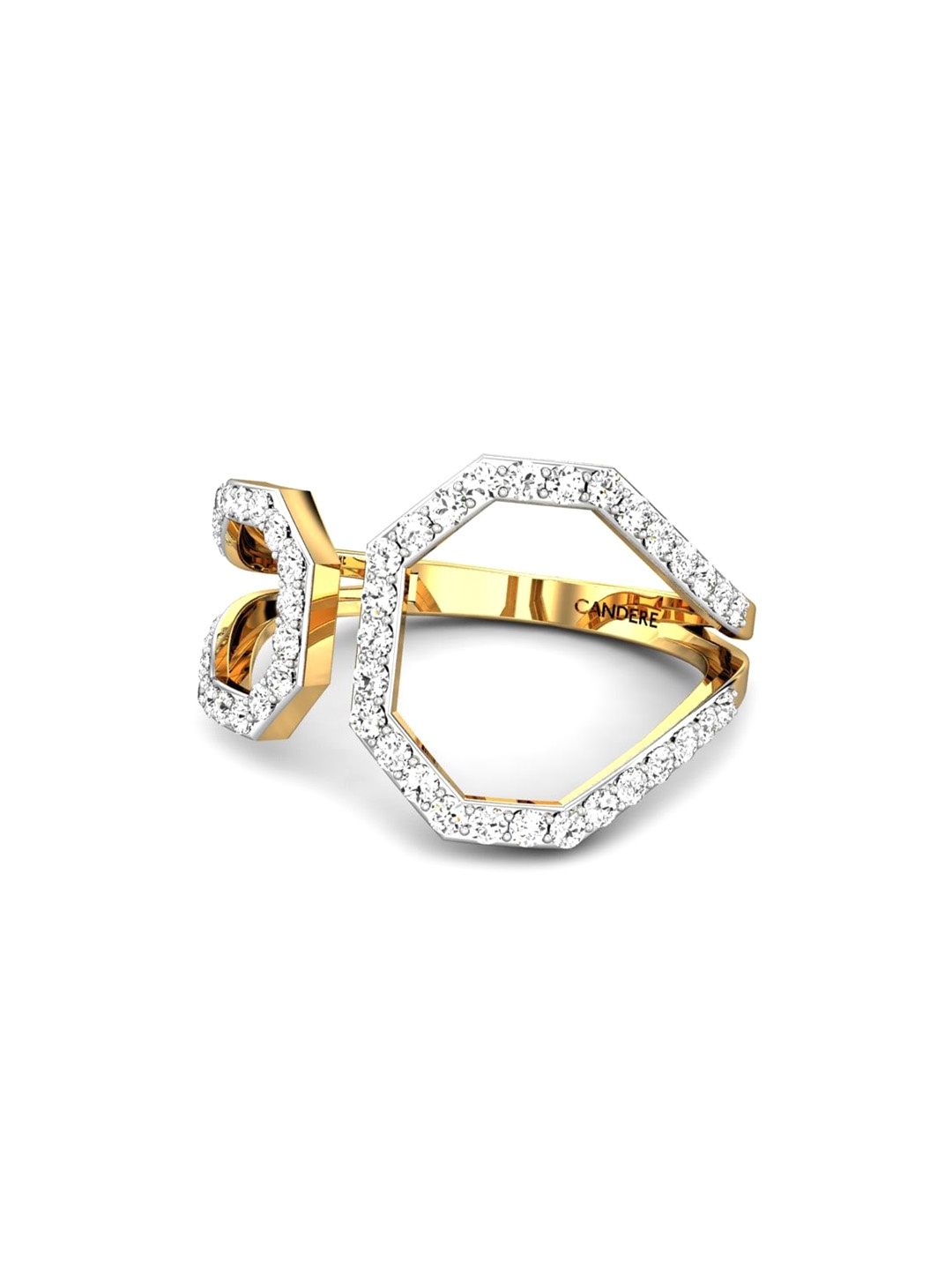 

CANDERE A KALYAN JEWELLERS COMPANY 18KT (750) Gold Cubic Zirconia Studded Ring-1.95 gm