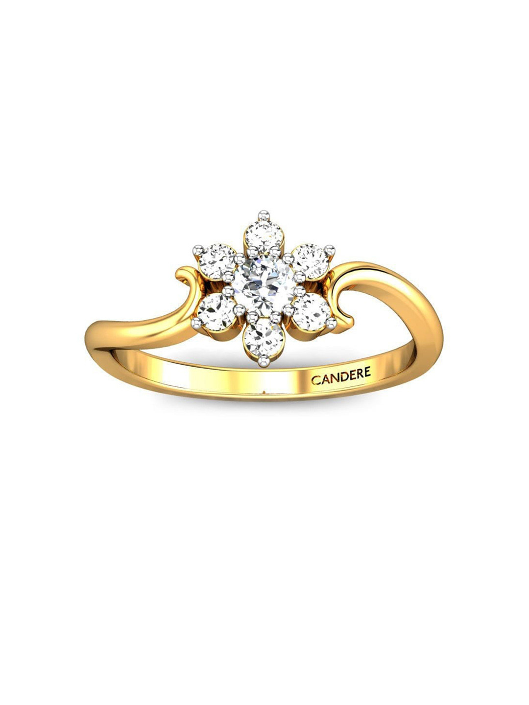 

CANDERE A KALYAN JEWELLERS COMPANY 18KT (750) Gold Cubic Zirconia Studded Ring-1.6 gm