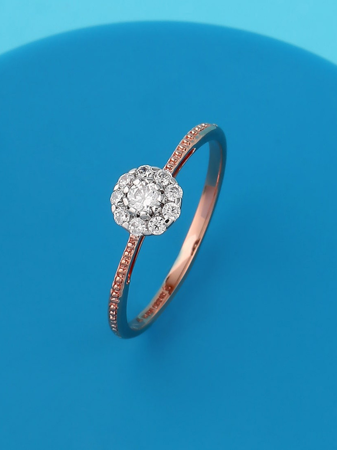 

CANDERE A KALYAN JEWELLERS COMPANY 14KT (585) Rose Gold Cubic Zirconia Studded Ring-1.39gm