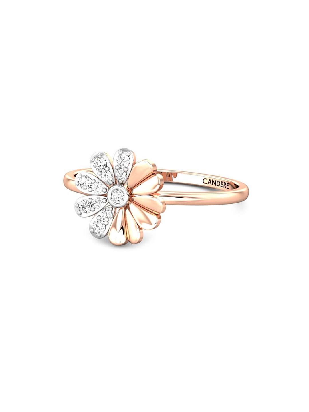 

CANDERE A KALYAN JEWELLERS COMPANY 18KT (750) Rose Gold CZ Studded Ring-1.75gm