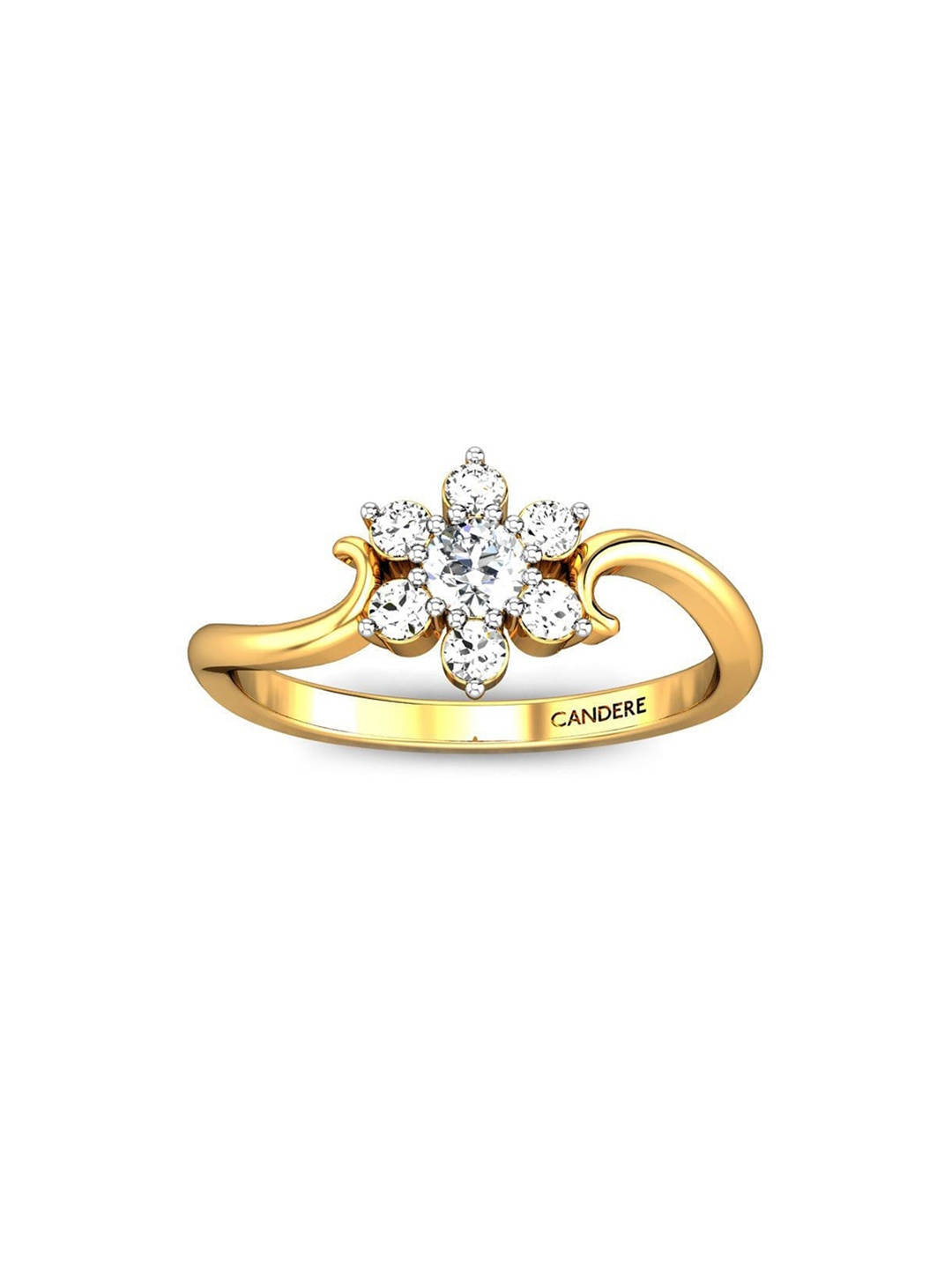 

CANDERE A KALYAN JEWELLERS COMPANY 18KT (750) Gold Cubic Zirconia Studded Ring-1.71gm
