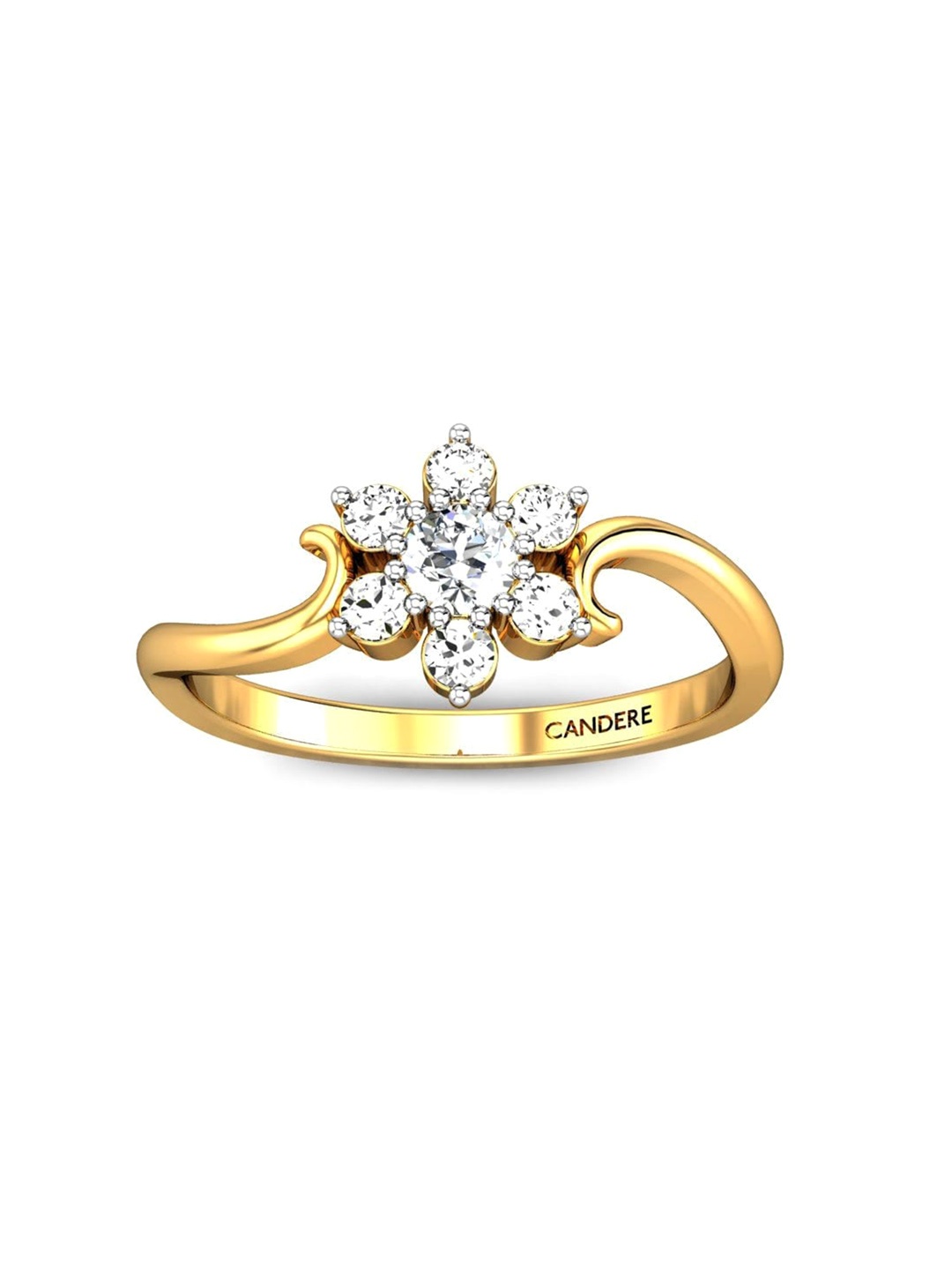 

CANDERE A KALYAN JEWELLERS COMPANY 18KT (750) Gold Cubic Zirconia Studded Ring-1.68gm