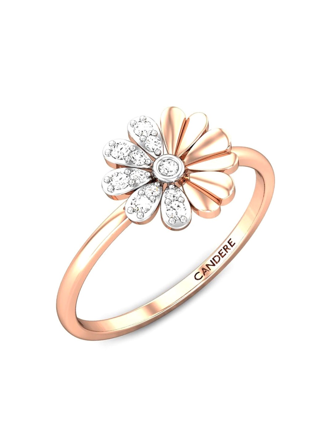 

CANDERE A KALYAN JEWELLERS COMPANY 18KT (750) Rose Gold Cubic Zirconia Studded Ring-1.63gm