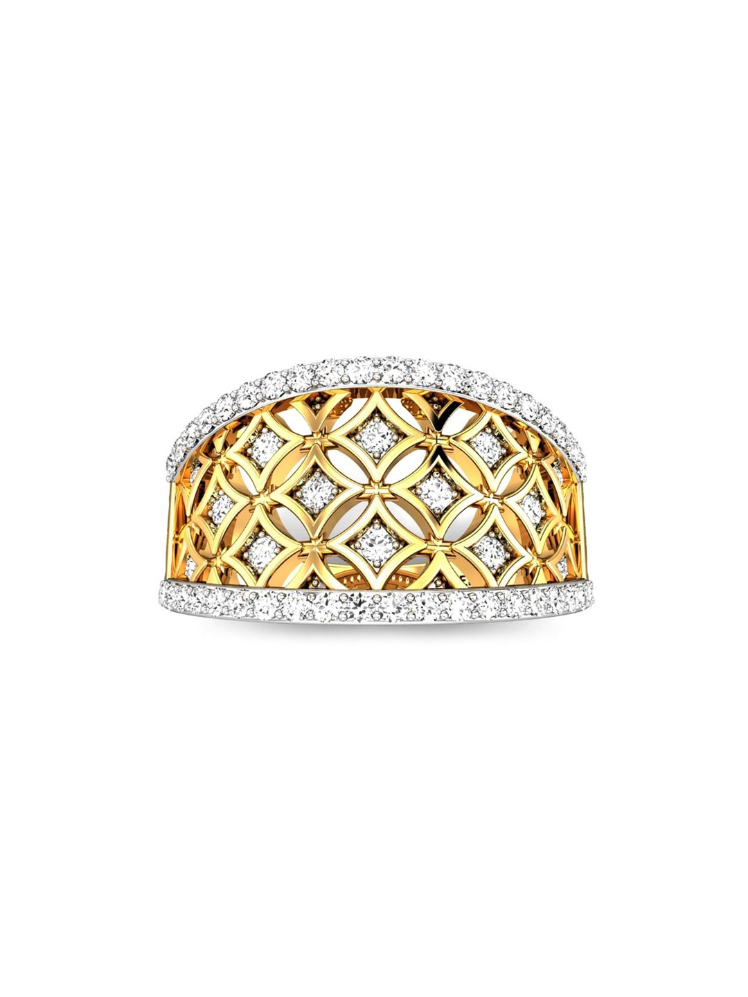 

CANDERE A KALYAN JEWELLERS COMPANY 18KT (750) Gold Cubic Zirconia Studded Ring-4.22 gm