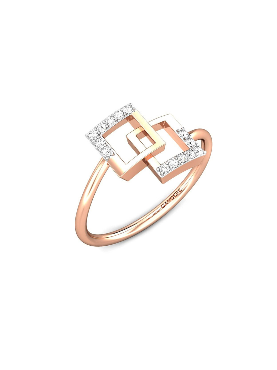 

CANDERE A KALYAN JEWELLERS COMPANY 18KT (750) Rose Gold Cubic Zirconia Studded Ring-
