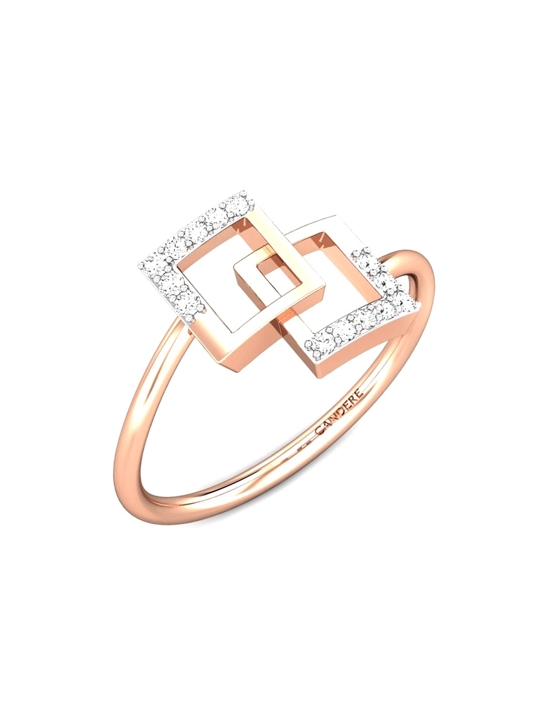 

CANDERE A KALYAN JEWELLERS COMPANY 18KT (750) Gold Cubic Zirconia Studded Ring- 1.4 gm, Rose gold