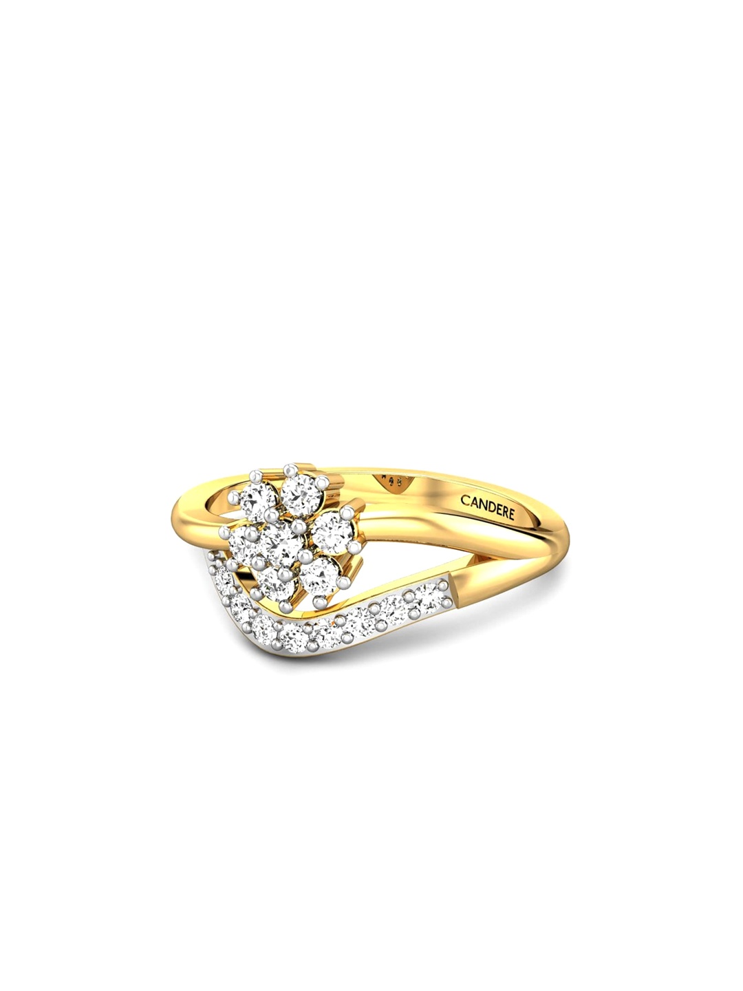 

CANDERE A KALYAN JEWELLERS COMPANY 18KT (750) Gold Cubic Zirconia Studded Ring-1.95 gm