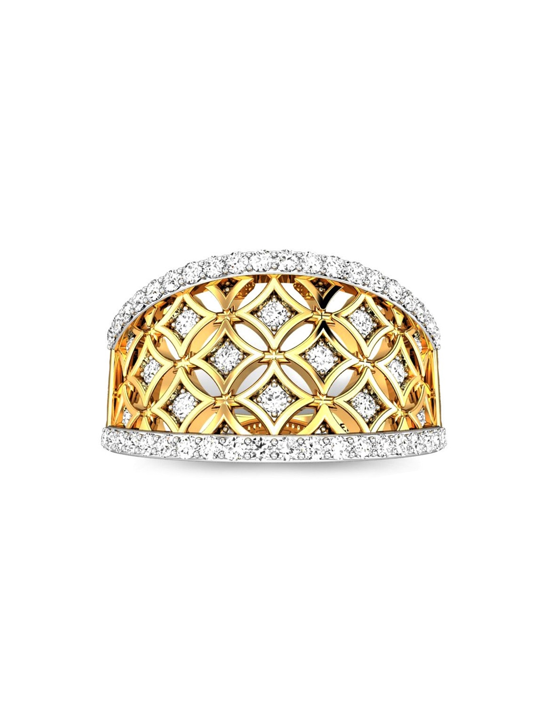 

CANDERE A KALYAN JEWELLERS COMPANY 18KT (750) Gold Cubic Zirconia Studded Ring-4.08 gm