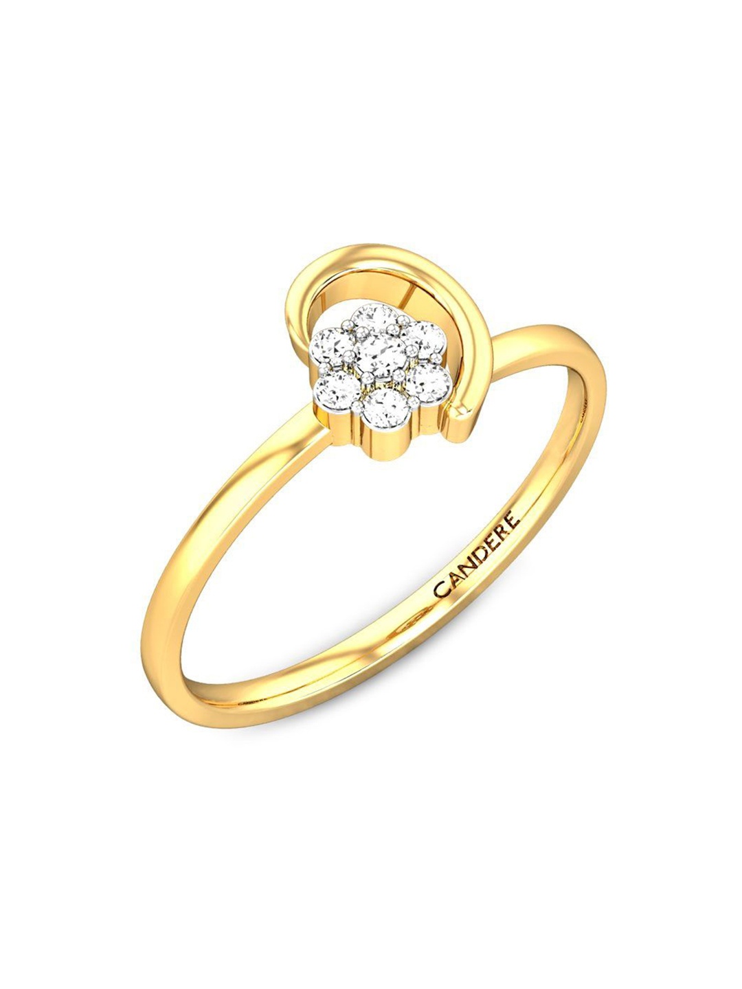 

CANDERE A KALYAN JEWELLERS COMPANY 18KT (750) Gold Cubic Zirconia Studded Ring-1.39 gm