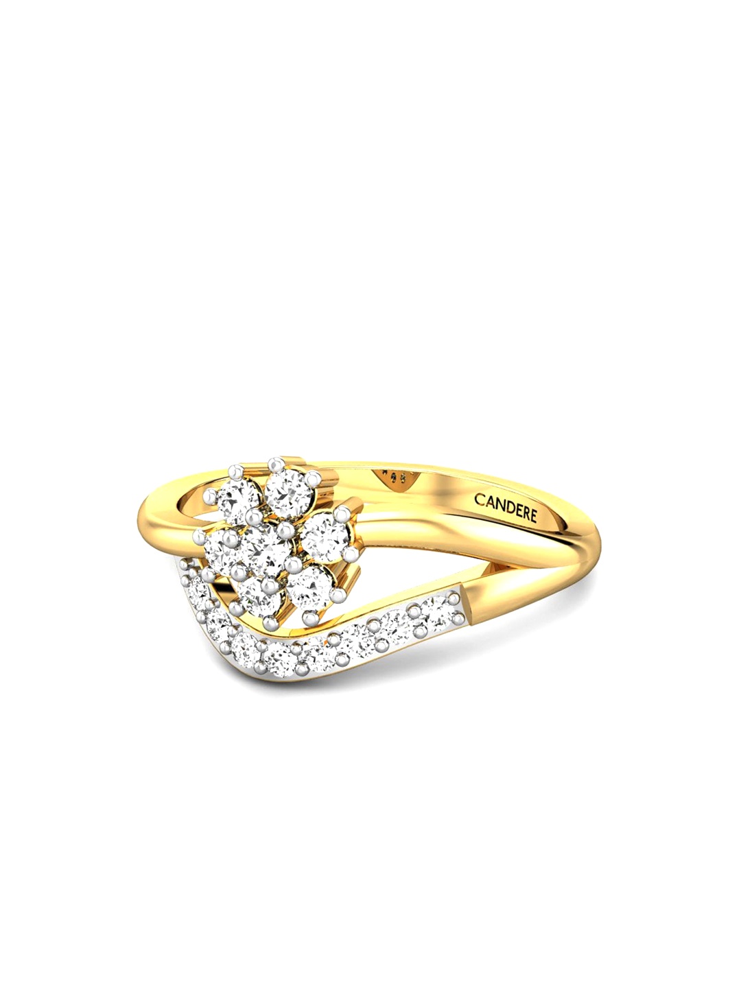 

CANDERE A KALYAN JEWELLERS COMPANY 18KT (750) Gold Cubic Zirconia Finger Ring-2.41 gm