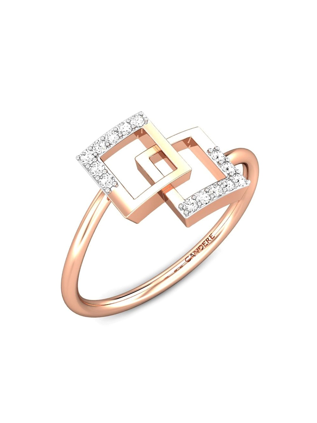 

CANDERE A KALYAN JEWELLERS COMPANY 18KT (750) Rose Gold Cubic Zirconia Studded Ring-1.45gm
