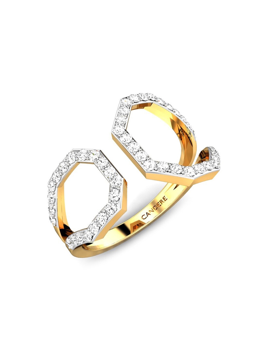 

CANDERE A KALYAN JEWELLERS COMPANY 18KT (750) Gold Cubic Zirconia Studded Ring-1.99 gm