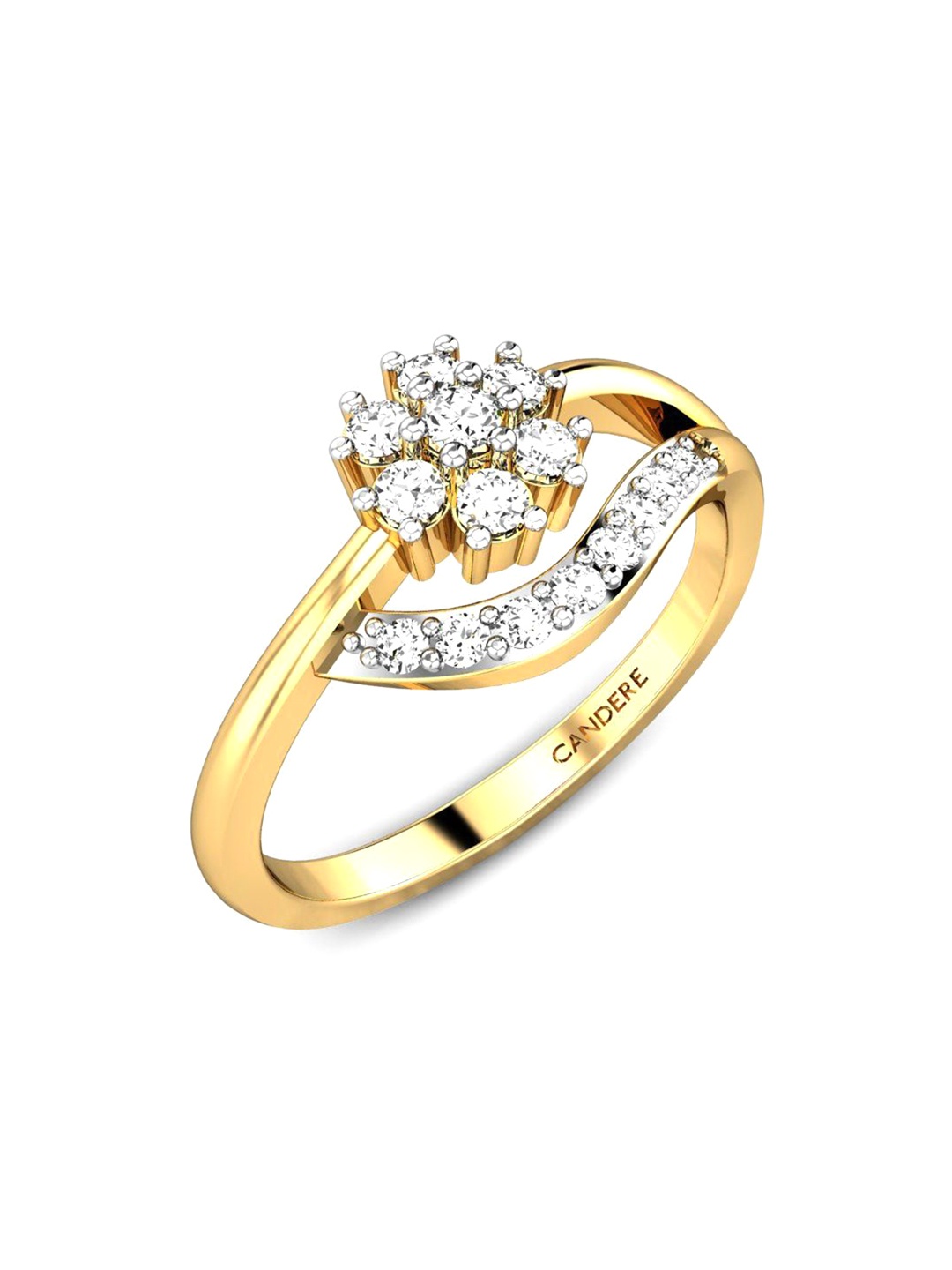 

CANDERE A KALYAN JEWELLERS COMPANY 18KT (750) Gold Cubic Zirconia Studded Ring- 2.0gm
