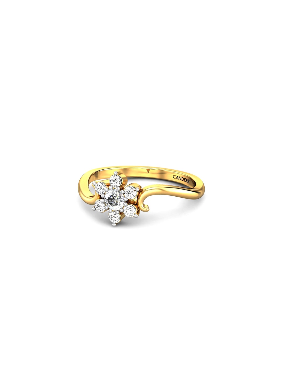 

CANDERE A KALYAN JEWELLERS COMPANY 18KT (750) Gold Cubic Zirconia Studded Ring-1.65gm