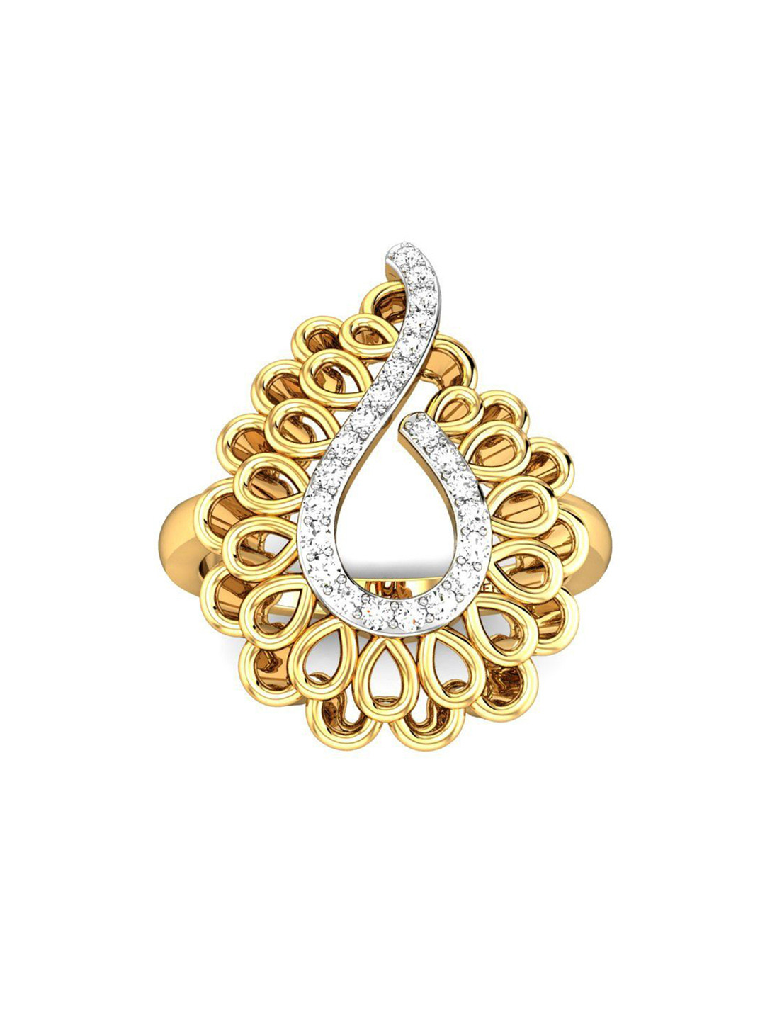 

CANDERE A KALYAN JEWELLERS COMPANY 18KT(750) Gold Cubic Zirconia Studded Ring-4.67 gm