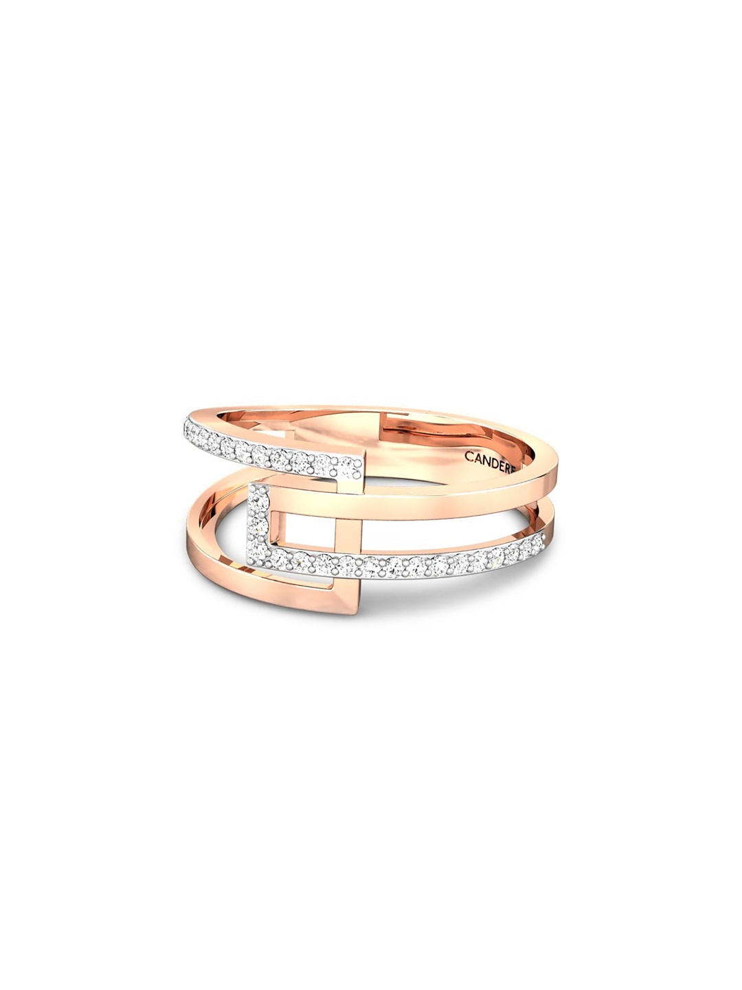 

CANDERE A KALYAN JEWELLERS COMPANY 18KT (750) Rose Gold Cubic Zirconia Studded Ring- 3.0gm