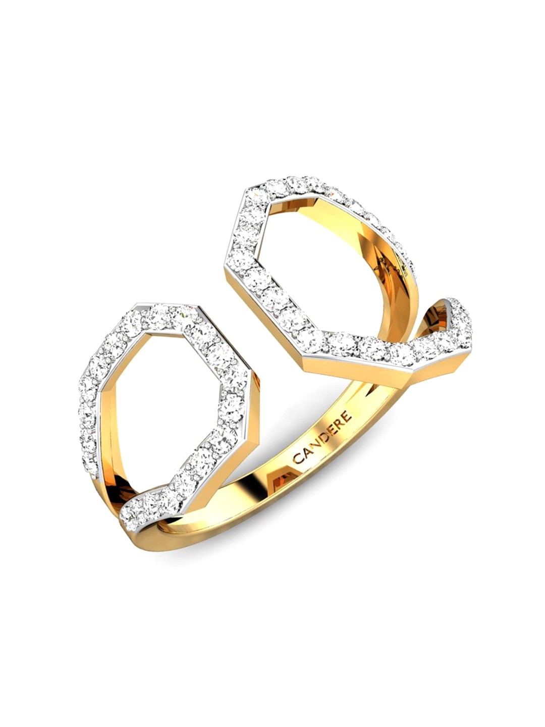 

CANDERE A KALYAN JEWELLERS COMPANY 18KT (750) CZ Studded Gold Finger Ring-2.02gm
