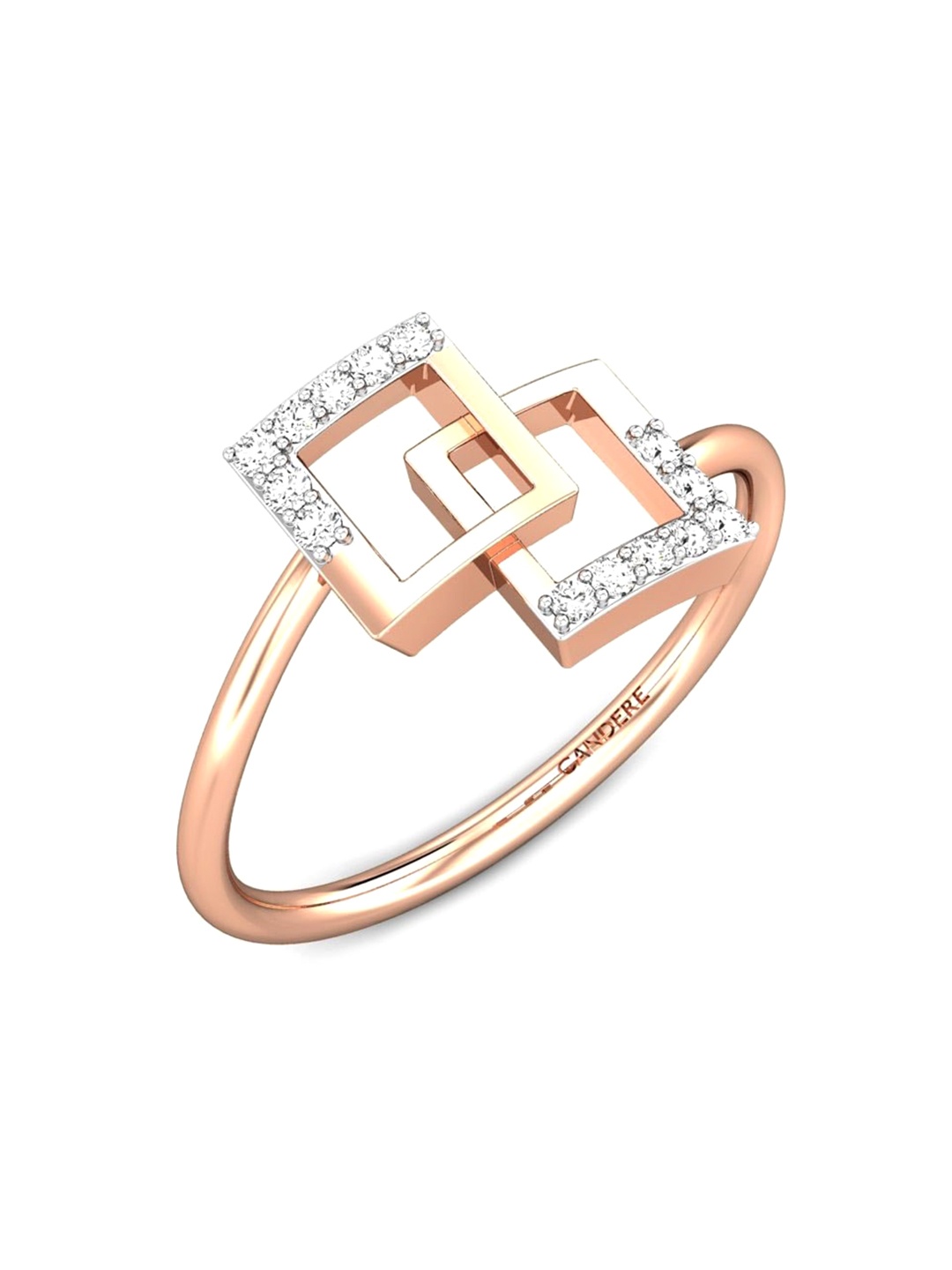 

CANDERE A KALYAN JEWELLERS COMPANY 14KT (585) Rose Gold Cubic Zirconia Studded Ring-1.43gm