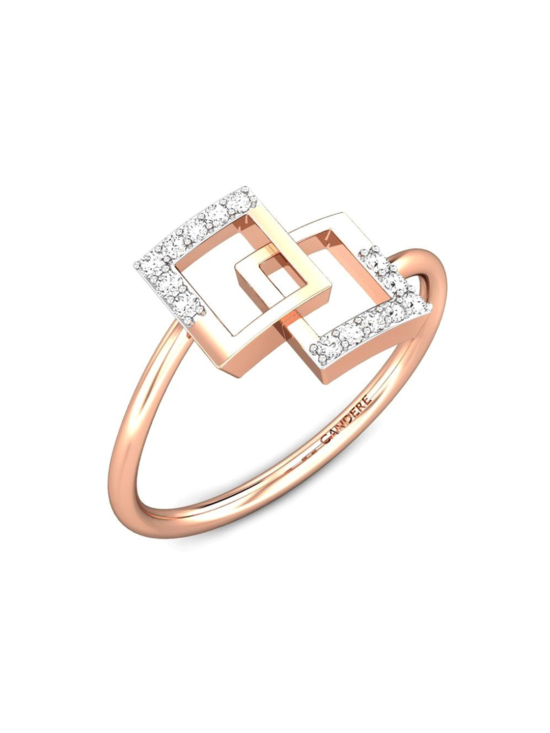 

CANDERE A KALYAN JEWELLERS COMPANY 14KT (585) Rose Gold CZ Studded Ring-1.28gm