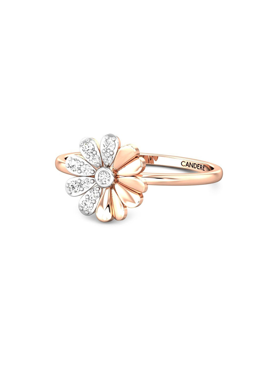 

CANDERE A KALYAN JEWELLERS COMPANY 14KT (585) Rose Gold Cubic Zirconia Studded Ring-1.52gm