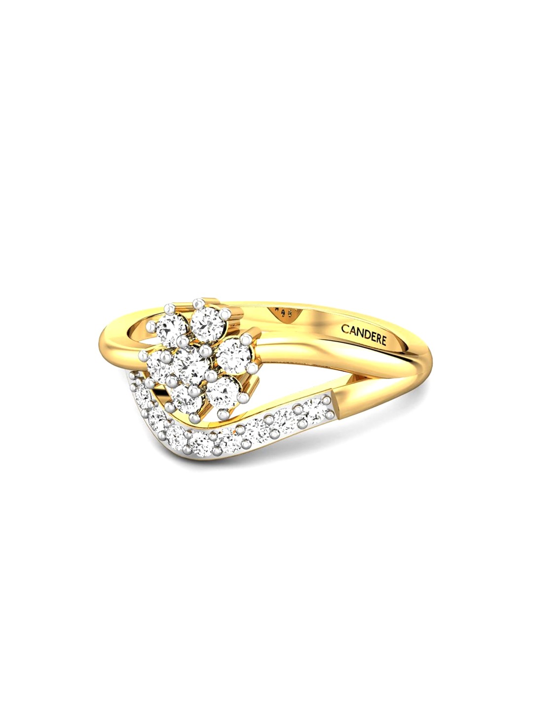 

CANDERE A KALYAN JEWELLERS COMPANY 18KT (750) Gold Cubic Zirconia Studded Ring-2.29gm