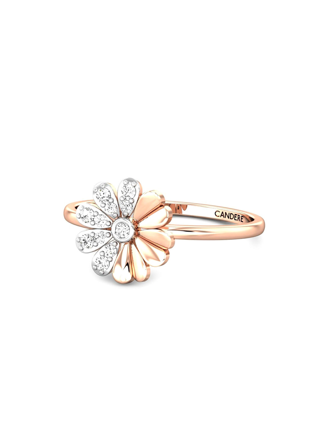 

CANDERE A KALYAN JEWELLERS COMPANY 14KT (585) Rose Gold Cubic Zirconia Studded Ring-1.33gm
