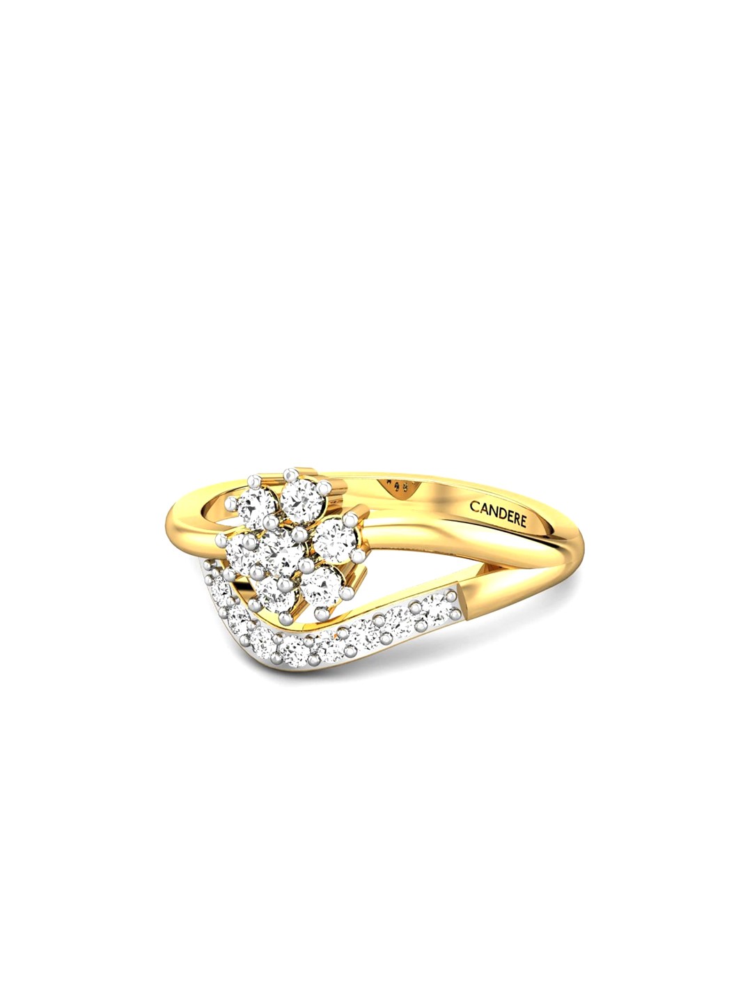

CANDERE A KALYAN JEWELLERS COMPANY 18KT(750) Cubic Zirconia-Studded Gold Finger Ring-2.2gm