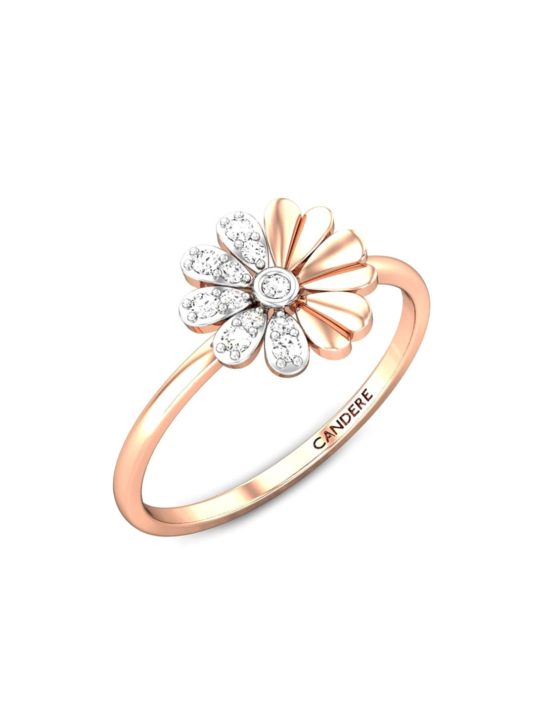 

CANDERE A KALYAN JEWELLERS COMPANY 14KT (585) Rose Gold Cubic Zirconia Studded Ring-1.41gm