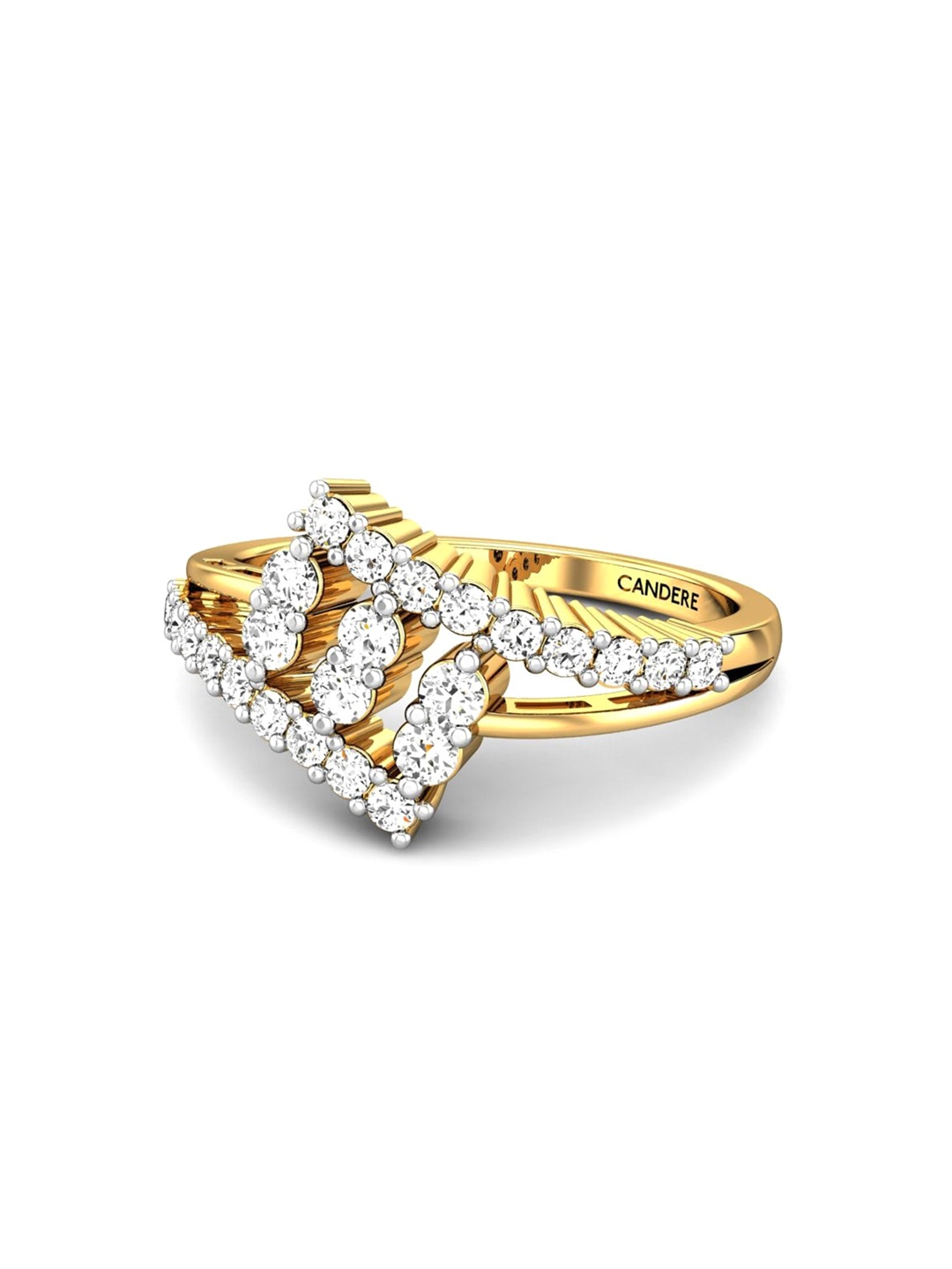 

CANDERE A KALYAN JEWELLERS COMPANY 18KT (750) Gold Cubic Zirconia Studded Ring-2.66 gm