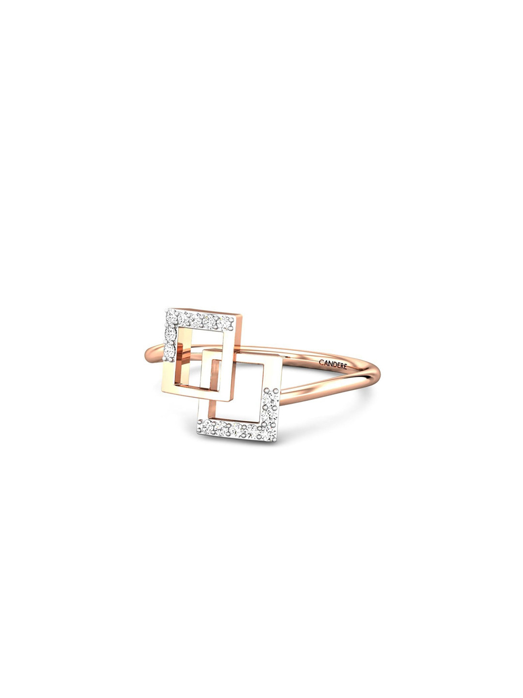 

CANDERE A KALYAN JEWELLERS COMPANY 18KT (750) Rose Gold Cubic Zirconia Studded Ring-1.48gm