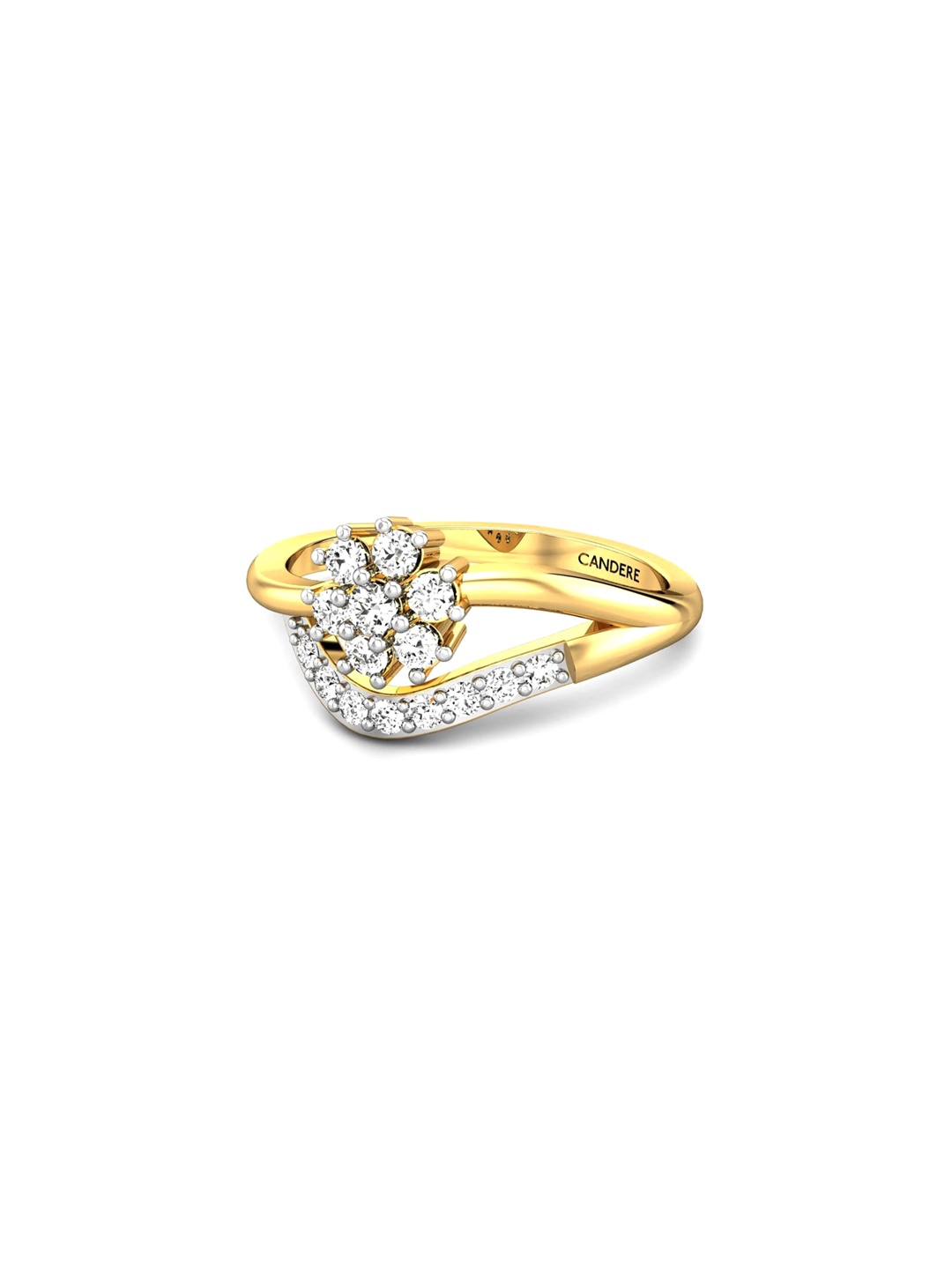 

CANDERE A KALYAN JEWELLERS COMPANY 18KT (750) Gold Cubic Zirconia Studded Ring-2.16 gm