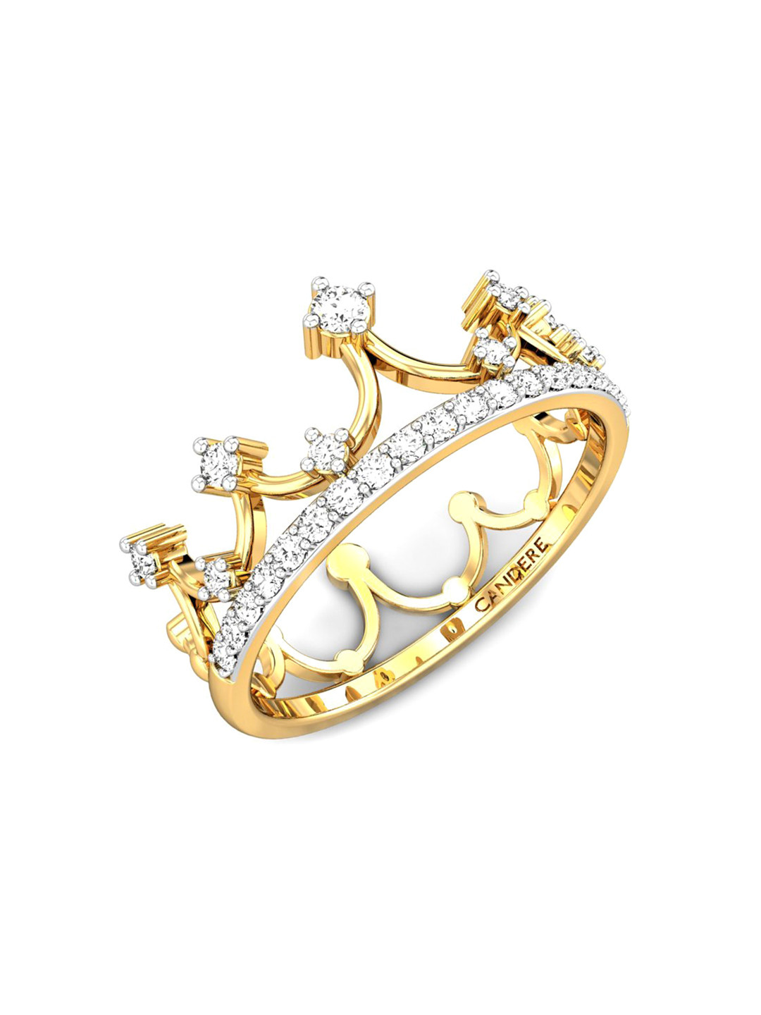 

CANDERE A KALYAN JEWELLERS COMPANY 18KT (750) Gold Cubic Zirconia Studded Ring-2.4 gm