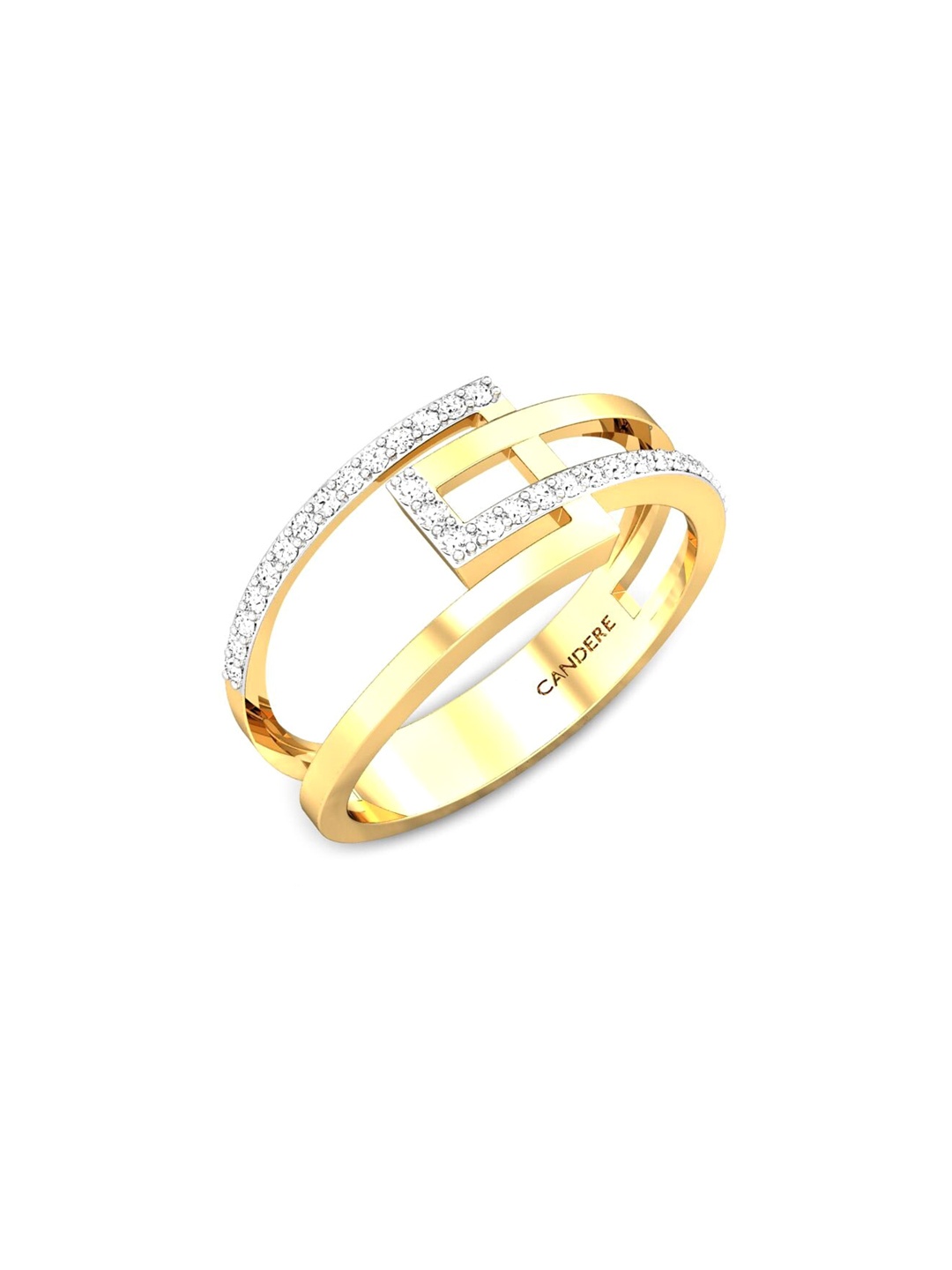 

CANDERE A KALYAN JEWELLERS COMPANY 14KT (585) Gold Cubic Zirconia Studded Ring-2.62 gm