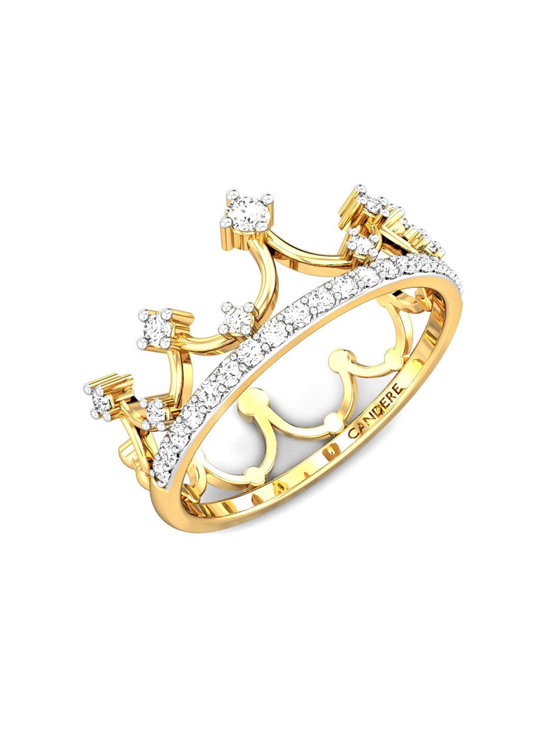 

CANDERE A KALYAN JEWELLERS COMPANY 18KT (750) Gold Cubic Zirconia Studded Ring-2.18 gm