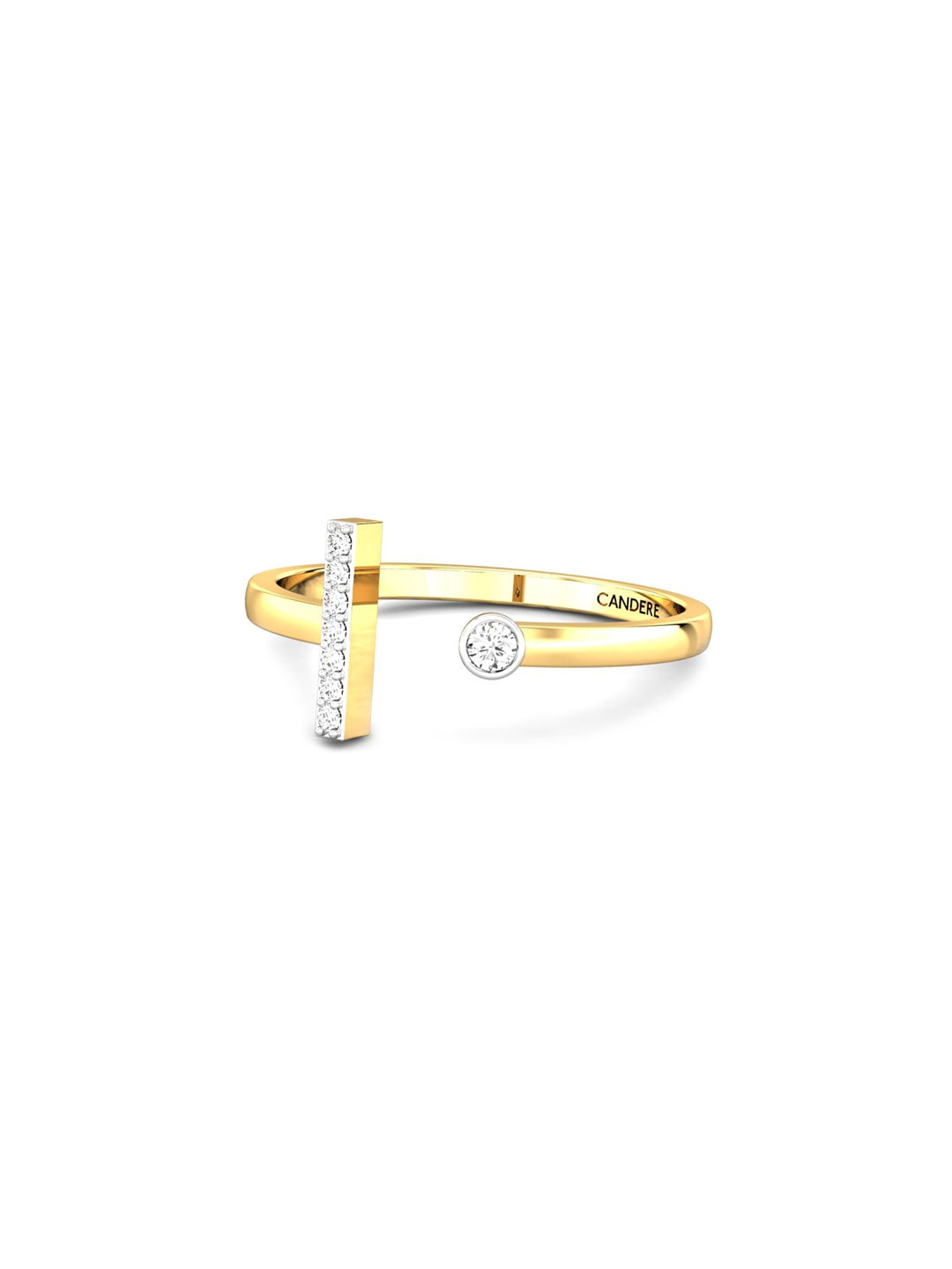 

CANDERE A KALYAN JEWELLERS COMPANY 18KT (750) Gold Cubic Zirconia Studded Ring-1.59 gm