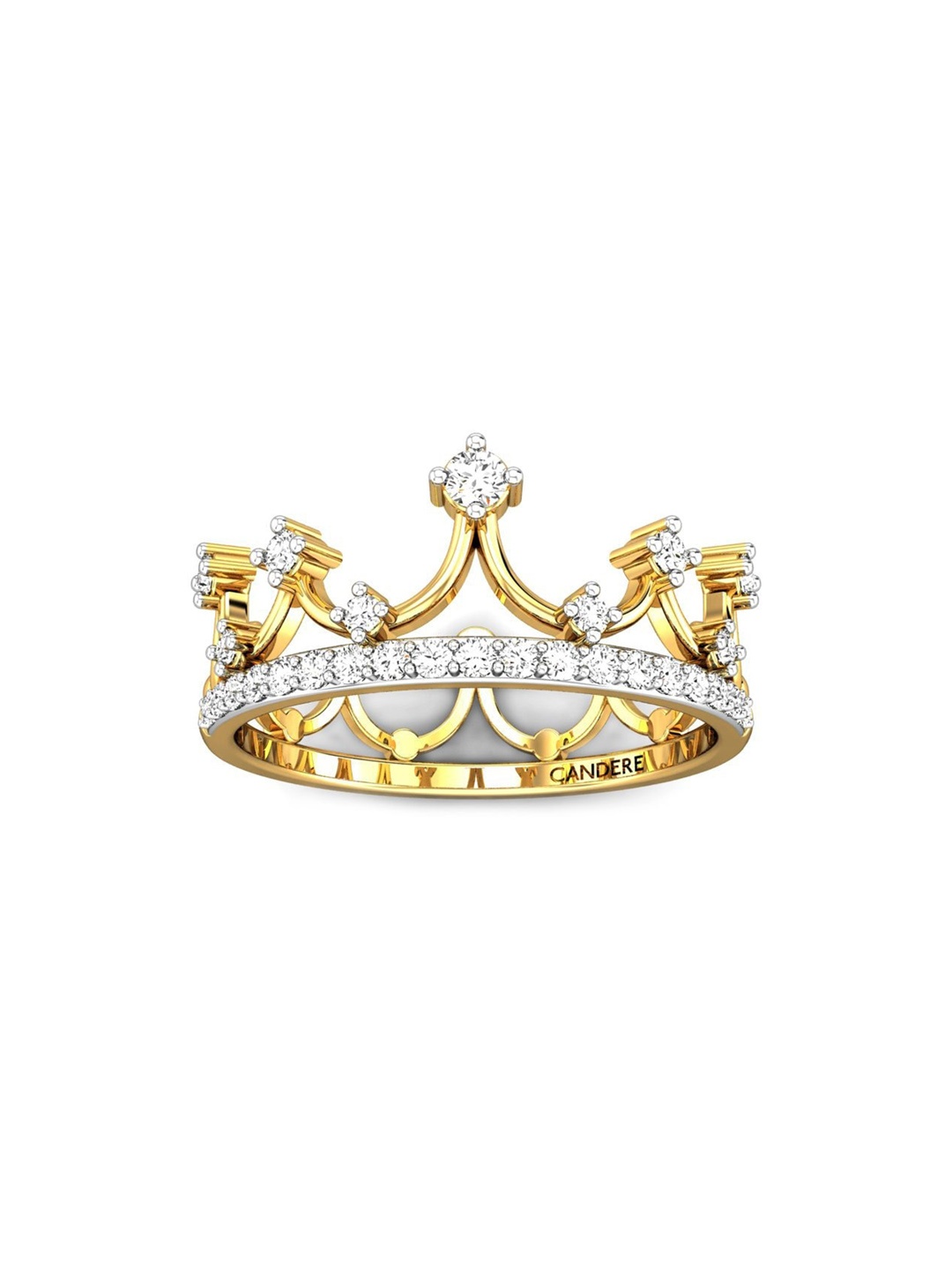 

CANDERE A KALYAN JEWELLERS COMPANY 18KT (750) Gold Cubic Zirconia Studded Ring-2.78gm