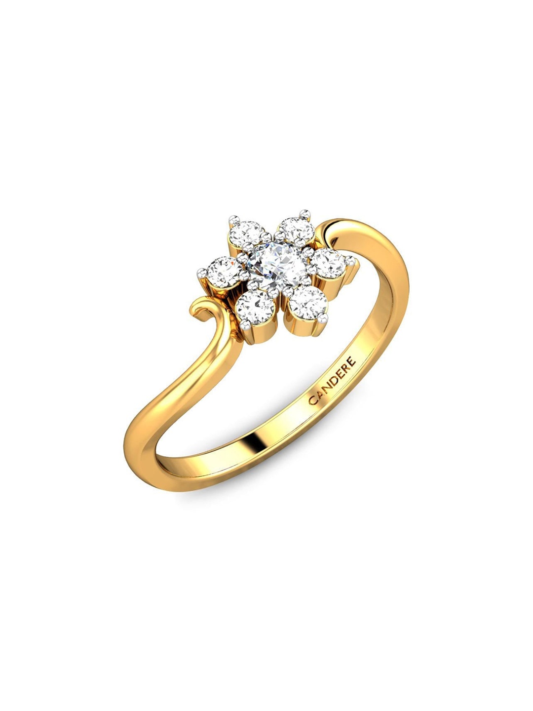 

CANDERE A KALYAN JEWELLERS COMPANY 18KT (750) Gold Cubic Zirconia Studded Ring-1.84 gm